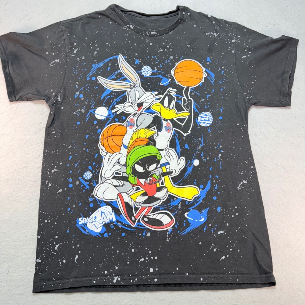 Space Jam T Shirt Black‎ Bugs Bunny Daffy Duck Marvin the Martian Cartoon Size M